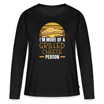 Ich bin eher ein Grillkäse-Typ Grillkäse - Frauen Premium Bio Langarmshirt - Schwarz - Vorne - Julia (174cm)