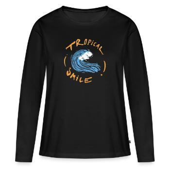 Sommerzeit Lustig Wellen - Frauen Premium Bio Langarmshirt - Schwarz - Vorne - Julia (174cm)