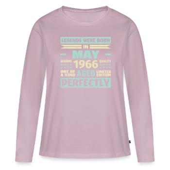 57. Geburtstag Mai Jahrgang 1966 Vintage - Frauen Premium Bio Langarmshirt - Altrosa - Vorne - Julia (174cm)