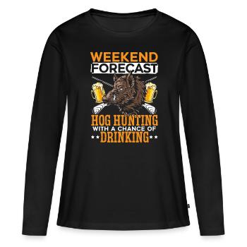 Wochenendvorhersage Schweinejagd mit Aussicht auf - Frauen Premium Bio Langarmshirt - Schwarz - Vorne - Julia (174cm)