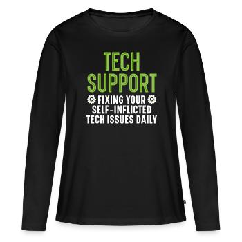 Tech Support Fixing Your Tech Issues Daily - Women's Premium Organic Long Sleeve Shirt - black - Front - Julia (174cm)
