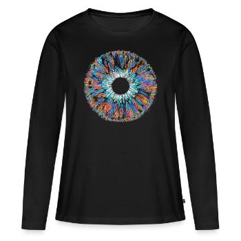 Iris oculaire coloré tous voyant la pupille de mandala - T-shirt manches longues Premium bio Femme - noir - Devant - Julia (174cm)