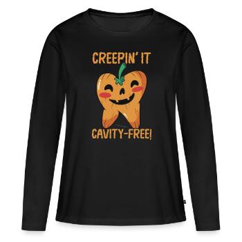 Creeping free from tooth decay! - Women's Premium Organic Long Sleeve Shirt - black - Front - Julia (174cm)
