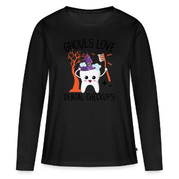 Les voleurs de cadavres adorent les examens dentaires! - T-shirt manches longues Premium bio Femme - noir - Devant - Julia (174cm)