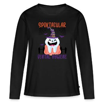 Hygiène dentaire effrayante. - T-shirt manches longues Premium bio Femme - noir - Devant - Julia (174cm)