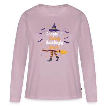 Creepin' It Classy Schaurig-schönes Halloween - Frauen Premium Bio Langarmshirt - Altrosa - Vorne - Julia (174cm)