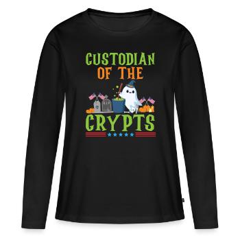 Custode de la crypte Gardien de l’école Halloween - T-shirt manches longues Premium bio Femme - noir - Devant - Julia (174cm)
