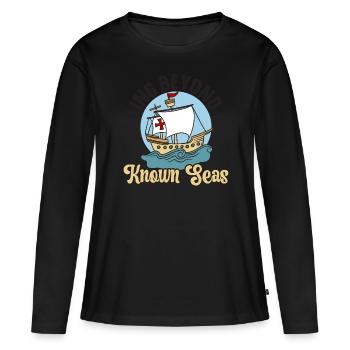 Naviguer au-delà des mers bien connues Columbus Day - T-shirt manches longues Premium bio Femme - noir - Devant - Julia (174cm)