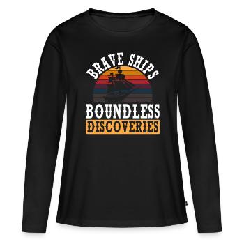 Navires courageux Découvertes illimitées Columbus - T-shirt manches longues Premium bio Femme - noir - Devant - Julia (174cm)