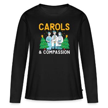 Noël des chants et de l’infirmière Compassion - T-shirt manches longues Premium bio Femme - noir - Devant - Julia (174cm)