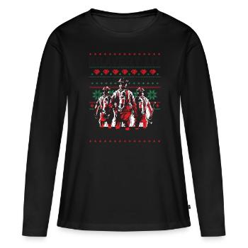 Tapferkeit im Schein der Weihnachtslichter - Brand - Frauen Premium Bio Langarmshirt - Schwarz - Vorne - Julia (174cm)