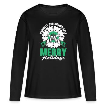 No tooth decay under the mistletoe Dental W - Women's Premium Organic Long Sleeve Shirt - black - Front - Julia (174cm)