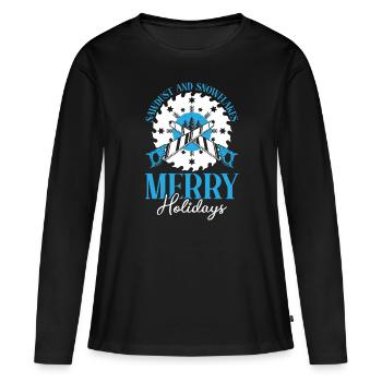 No tooth decay under the mistletoe Dental W - Women's Premium Organic Long Sleeve Shirt - black - Front - Julia (174cm)