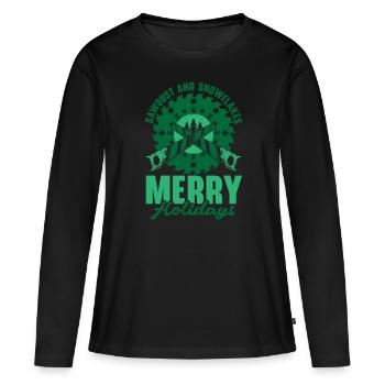 No tooth decay under the mistletoe Dental W - Women's Premium Organic Long Sleeve Shirt - black - Front - Julia (174cm)