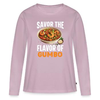 Gumbo-Liebhaber Foodie Louisiana Essen Cajun-Küche - Frauen Premium Bio Langarmshirt - Altrosa - Vorne - Julia (174cm)