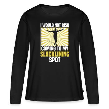 Je ne prendrais pas le risque de venir à mon spot de slackline - T-shirt manches longues Premium bio Femme - noir - Devant - Julia (174cm)