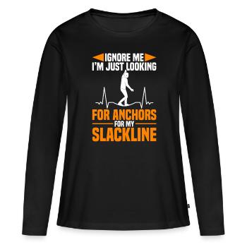 Je cherche juste des ancrages pour ma slackline - T-shirt manches longues Premium bio Femme - noir - Devant - Julia (174cm)
