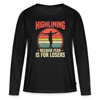Souligner parce que la peur est pour les perdants - T-shirt manches longues Premium bio Femme - noir - Devant - Julia (174cm)