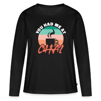 Tu m’as eu au chai - T-shirt manches longues Premium bio Femme - noir - Devant - Julia (174cm)