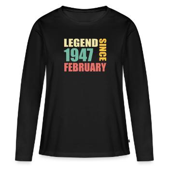 77. Geburtstag FEBRUAR Jahrgang 1947 Geschenkidee - Frauen Premium Bio Langarmshirt - Schwarz - Vorne - Julia (174cm)