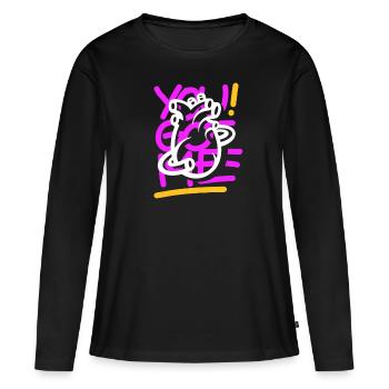 Nous partageons un cœur - T-shirt manches longues Premium bio Femme - noir - Devant - Julia (174cm)