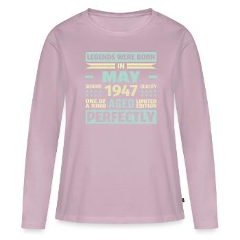 77. Geburtstag Mai Jahrgang 1947 Geschenkidee - Frauen Premium Bio Langarmshirt - Altrosa - Vorne - Julia (174cm)