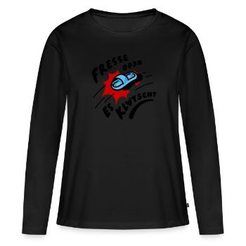 Fußball Klatscht - Frauen Premium Bio Langarmshirt - Schwarz - Vorne - Julia (174cm)