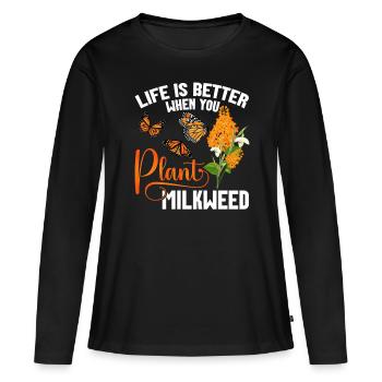 Butterflies The Monarch Butterfly Milkweed Monarch - Women's Premium Organic Long Sleeve Shirt - black - Front - Julia (174cm)