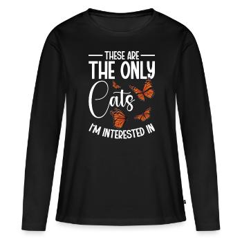 Papillons Le monarque Papillon monarque - T-shirt manches longues Premium bio Femme - noir - Devant - Julia (174cm)