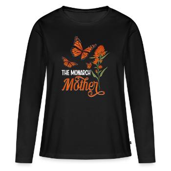 Papillons Le monarque Asclépiade Monarque Monarque Papillon - T-shirt manches longues Premium bio Femme - noir - Devant - Julia (174cm)