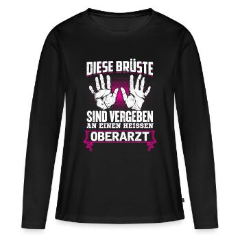 OBERARZT - Brüste - Frauen Premium Bio Langarmshirt - Schwarz - Vorne - Julia (174cm)