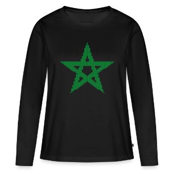 Étoile marocaine - T-shirt manches longues Premium bio Femme - noir - Devant - Julia (174cm)