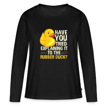 Rubber Duck Debugging Programmierer - Frauen Premium Bio Langarmshirt - Schwarz - Vorne - Julia (174cm)
