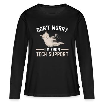 Keine Sorge, ich bin vom technischen Support - Frauen Premium Bio Langarmshirt - Schwarz - Vorne - Julia (174cm)