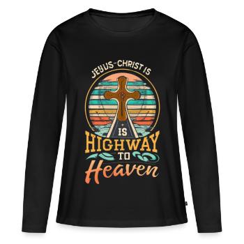 Route vers Heaven Cross - T-shirt manches longues Premium bio Femme - noir - Devant - Julia (174cm)
