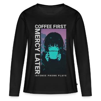 Café d'abord Miséricorde plus tard Anime Girl Cyberpunk - T-shirt manches longues Premium bio Femme - noir - Devant - Julia (174cm)