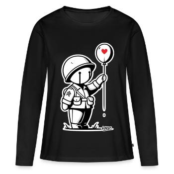 Liebevolle winzige Soldatenballon - Frauen Premium Bio Langarmshirt - Schwarz - Vorne - Julia (174cm)