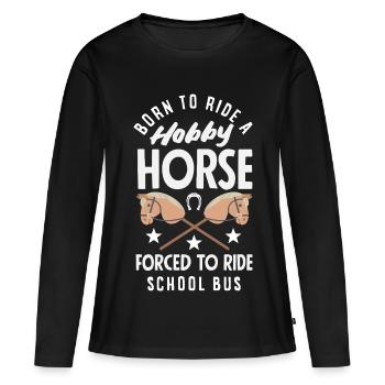 Balades en bus scolaire pour chevaux de loisir - T-shirt manches longues Premium bio Femme - noir - Devant - Julia (174cm)
