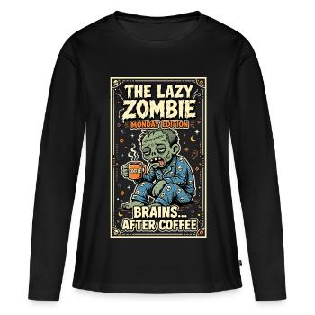 Humour de café du Lundi-zombie paresseux - T-shirt manches longues Premium bio Femme - noir - Devant - Julia (174cm)