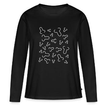 Pénis dessins modèles - pénis petit et grand - T-shirt manches longues Premium bio Femme - noir - Devant - Julia (174cm)