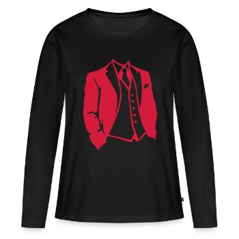 costume cravate 1 - T-shirt manches longues Premium bio Femme - noir - Devant - Julia (174cm)