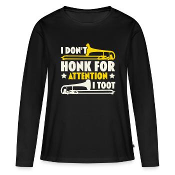 Je ne klaxonne pas pour attirer l’attention, je fais Posauni - T-shirt manches longues Premium bio Femme - noir - Devant - Julia (174cm)