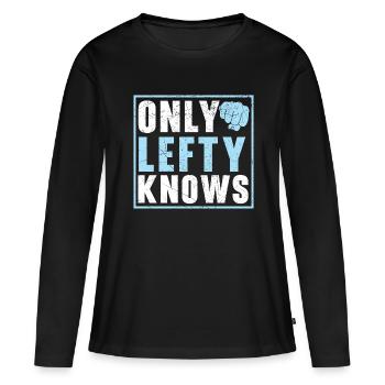 Only left-handers know left-handed, left-handed Lin - Women's Premium Organic Long Sleeve Shirt - black - Front - Julia (174cm)