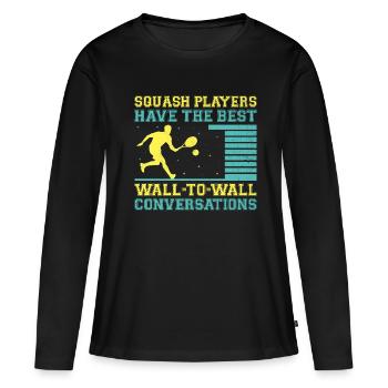 Joueur de squash Joueur de squash Joueur de tennis Raquetball Spor - T-shirt manches longues Premium bio Femme - noir - Devant - Julia (174cm)