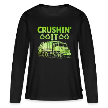 Crushin' It Müllsammler Müllabfuhr - Frauen Premium Bio Langarmshirt - Schwarz - Vorne - Julia (174cm)