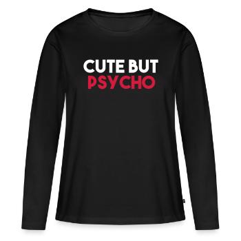 Mignon mais PSYCHO - T-shirt manches longues Premium bio Femme - noir - Devant - Julia (174cm)