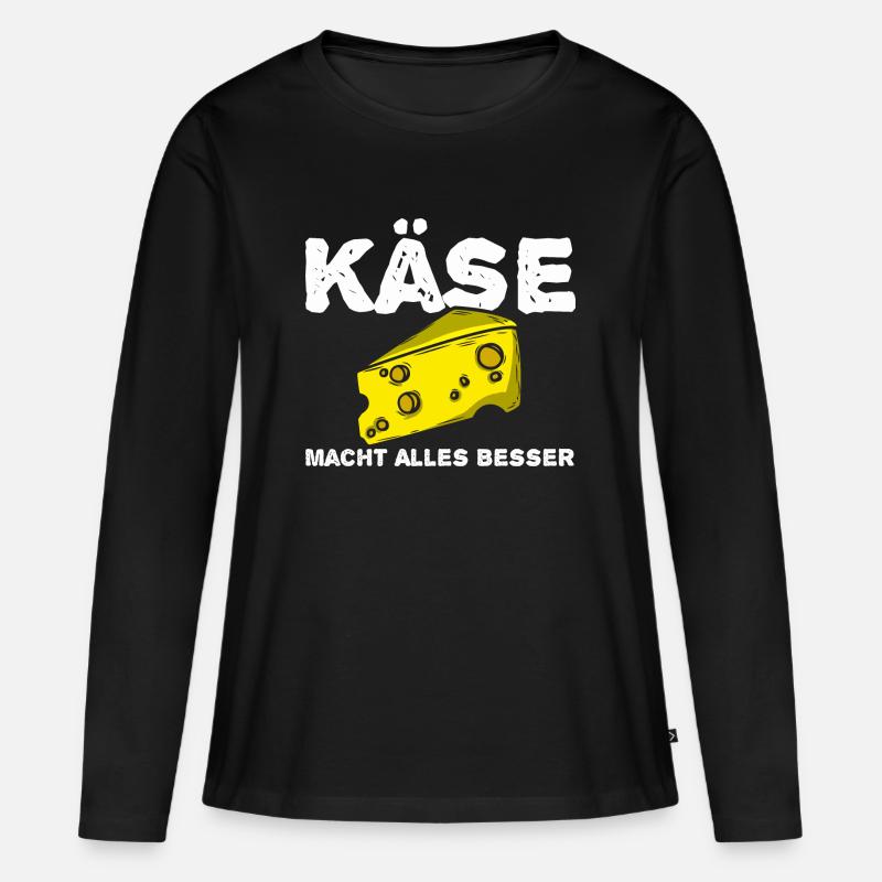 Käse - Frauen Premium Bio Langarmshirt - Schwarz