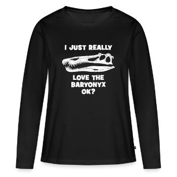 Tête fossile de Baryonyx - T-shirt manches longues Premium bio Femme - noir - Devant - Julia (174cm)