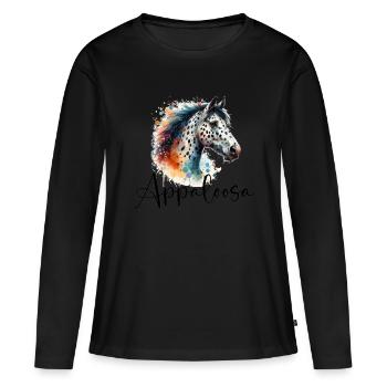 Appaloosa Horse Head Watercolor - Women's Premium Organic Long Sleeve Shirt - black - Front - Julia (174cm)