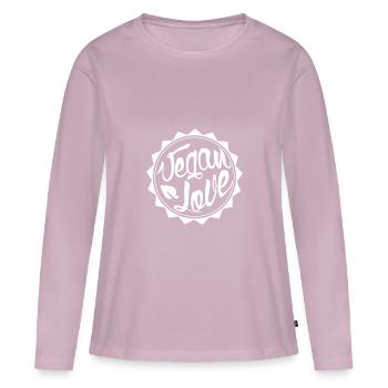 VEGAN - T-shirt manches longues Premium bio Femme - rose poudré - Devant - Julia (174cm)